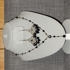 Black Crystal Earring and Necklace Set